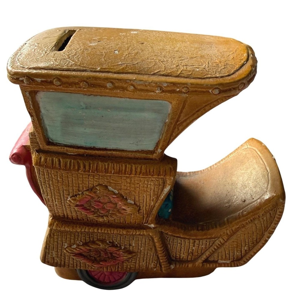 Guarantee Bank Atlantic City NJ Boardwalk Rolling Chair Coin Bank Vintage - Picture 4 of 9